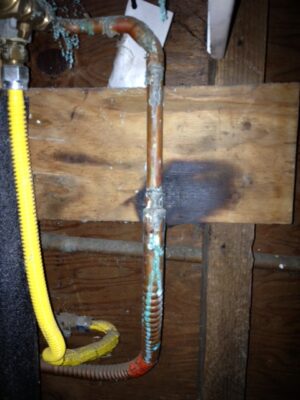 This water heater connection was done by untrained and unnamed Sonora plumber ( you get what you pay for)